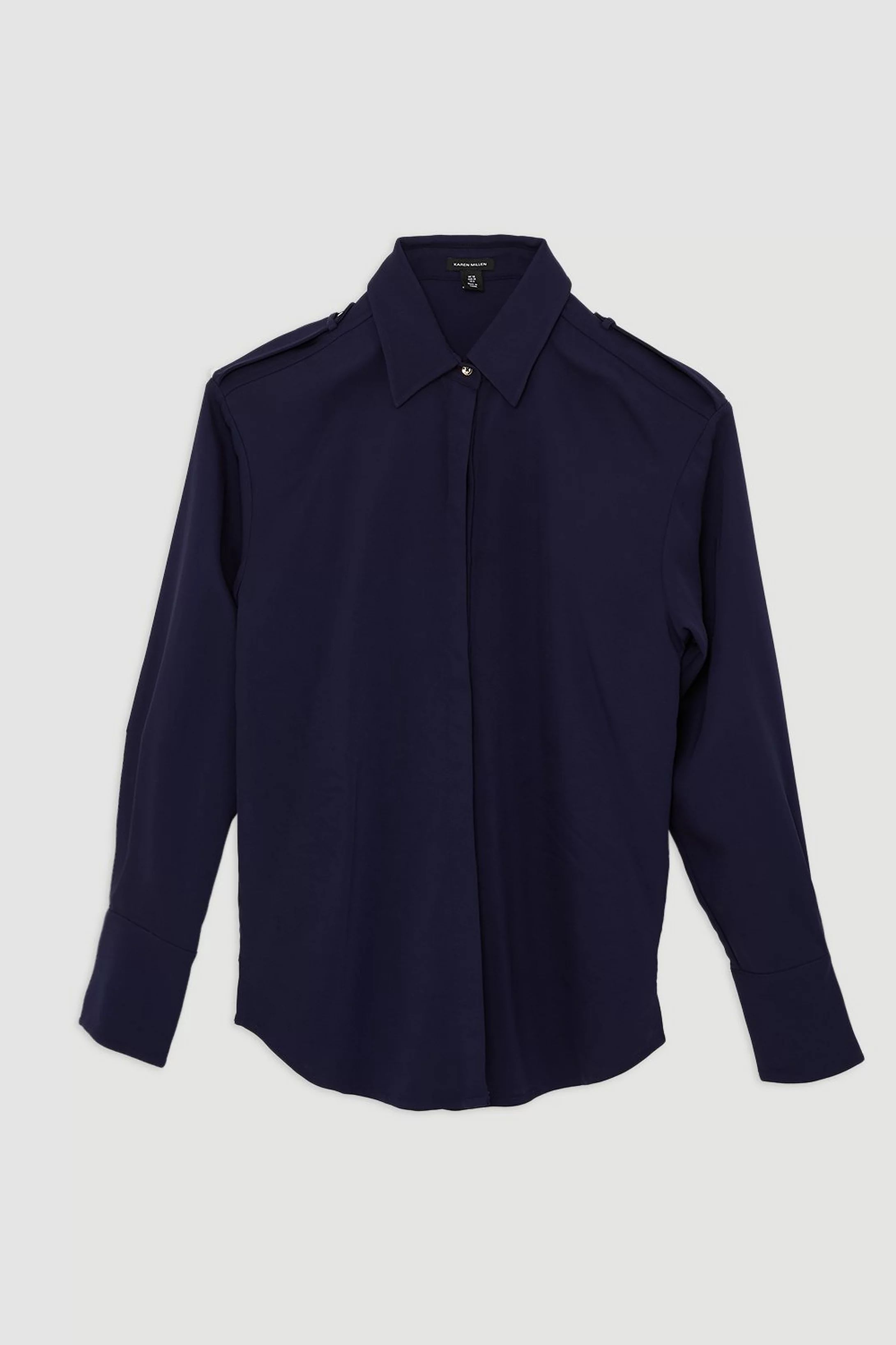 Viscose Crepe Long Sleeve Collared Shirt | Karen Millen UK + IE + DE + NL