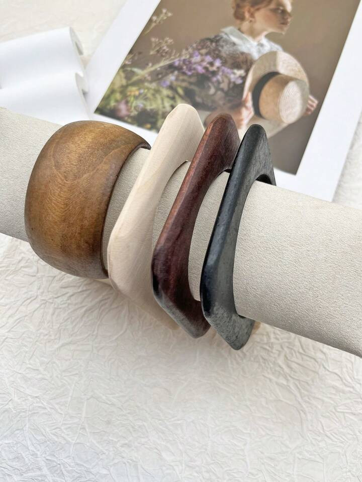 1 pièce Bracelet rond/carré en bois de style rétro, Bracelets/Bangles uniques créatifs DIY po... | SHEIN