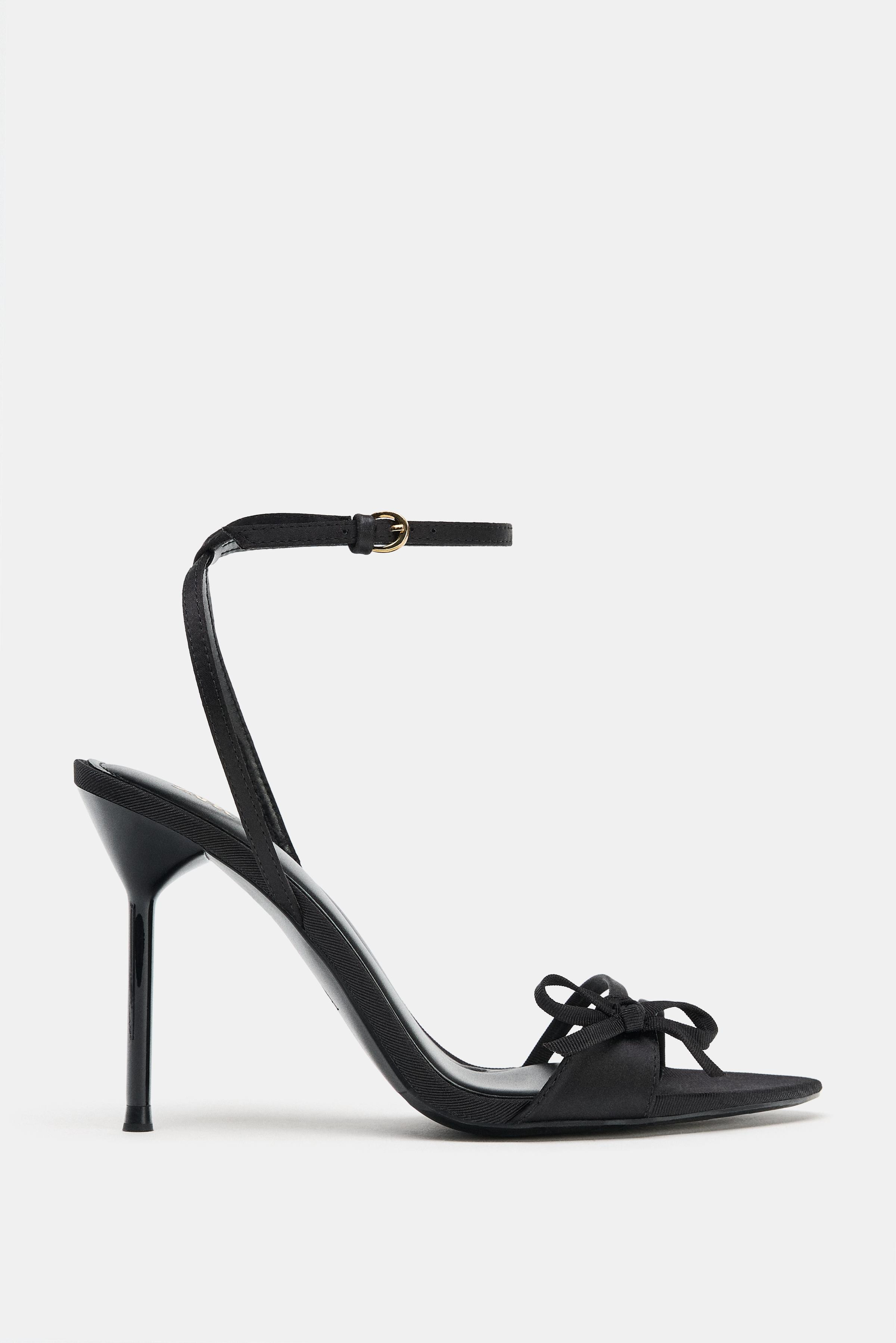 SATIN STRAPPY HEELED SANDALS | Zara US
