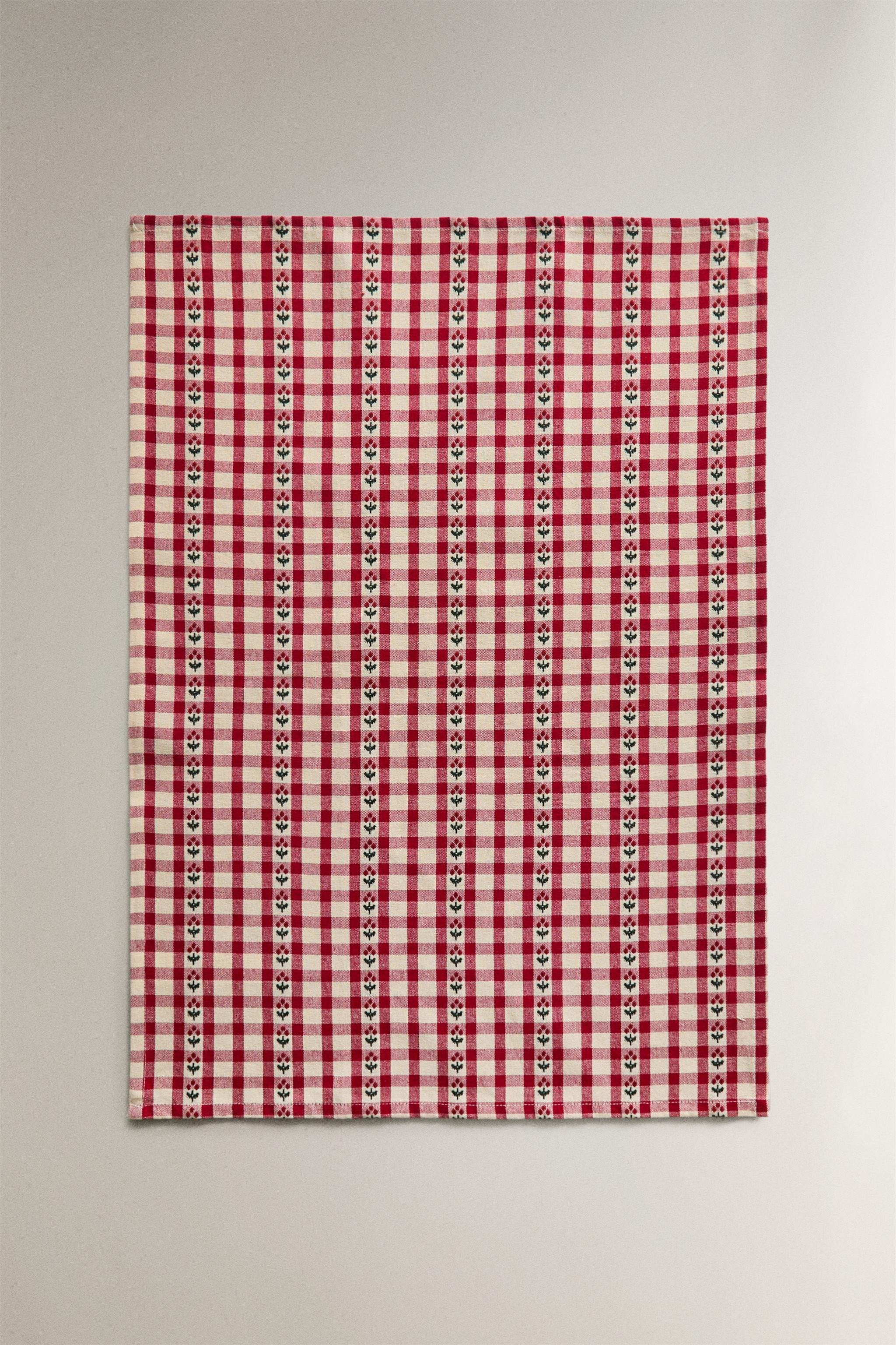 SET OF CHECKED CHRISTMAS COTTON KITCHEN TOWELS (SET OF 2) | Zara Canada