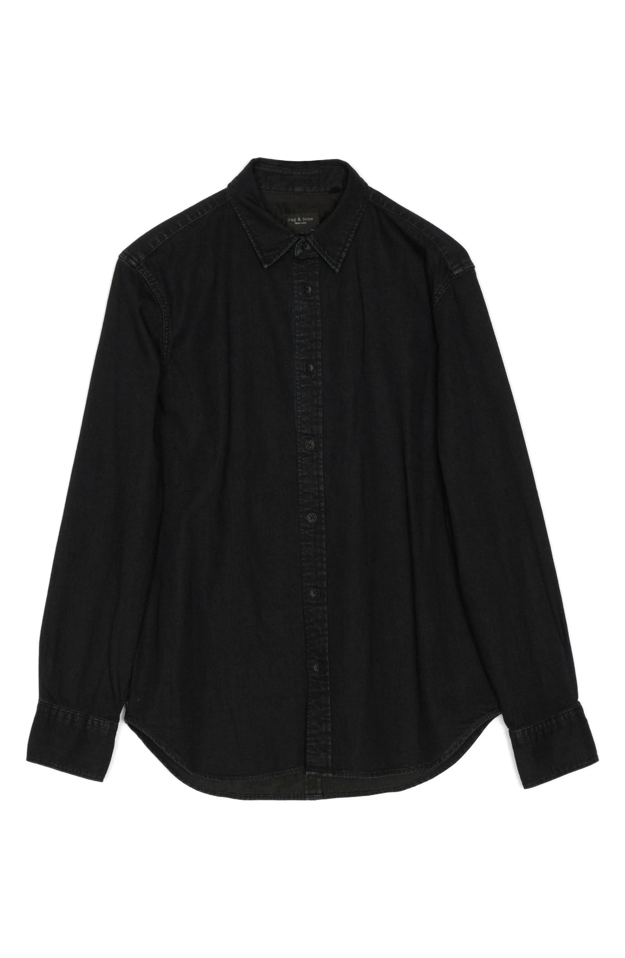 Men's Rag & Bone Denim Button Up Shirt, Size XX-Large - Black | Nordstrom