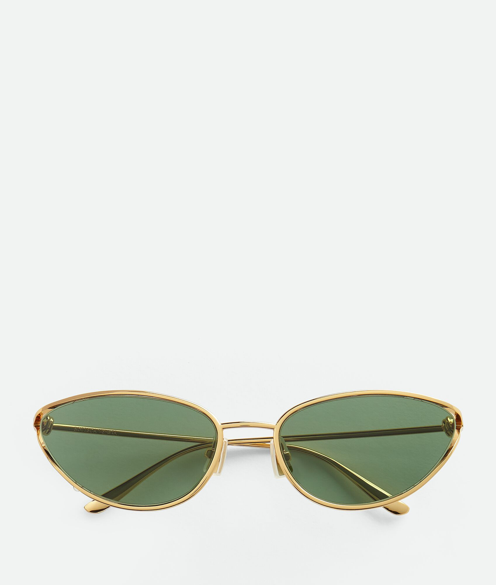 Bottega Veneta® Knot Cat Eye Sunglasses in Gold/green. Shop online now. | Bottega Veneta