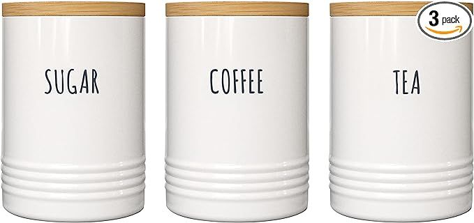 Karisky Kitchen Canister Jars with Airtight Bamboo Lids, Metal Farmhouse Decorative Coffee Sugar ... | Amazon (US)