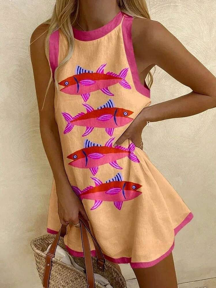 Women Summer Dress Beach Casual Mini Tank Sundresses Sleeveless Vacation Hawaiian Dresses | SHEIN