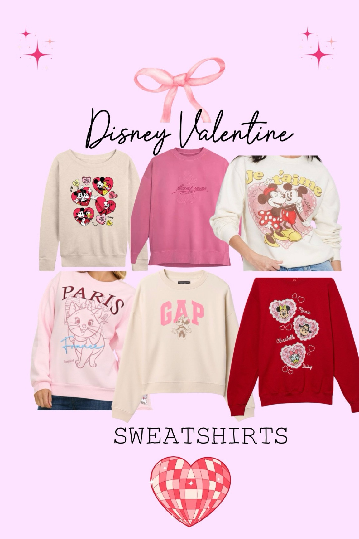 Disney Valentine Outfits
Disney Valentine Sweatshirts for a cute cozy Valentine day look!

I’ve included different retailers to help fit your budget. Let me know which one you want to snag!







#DisneyValentine #ValentinesDay
#DisneyValentineOutfit 

#LTKGiftGuide #LTKMidsize