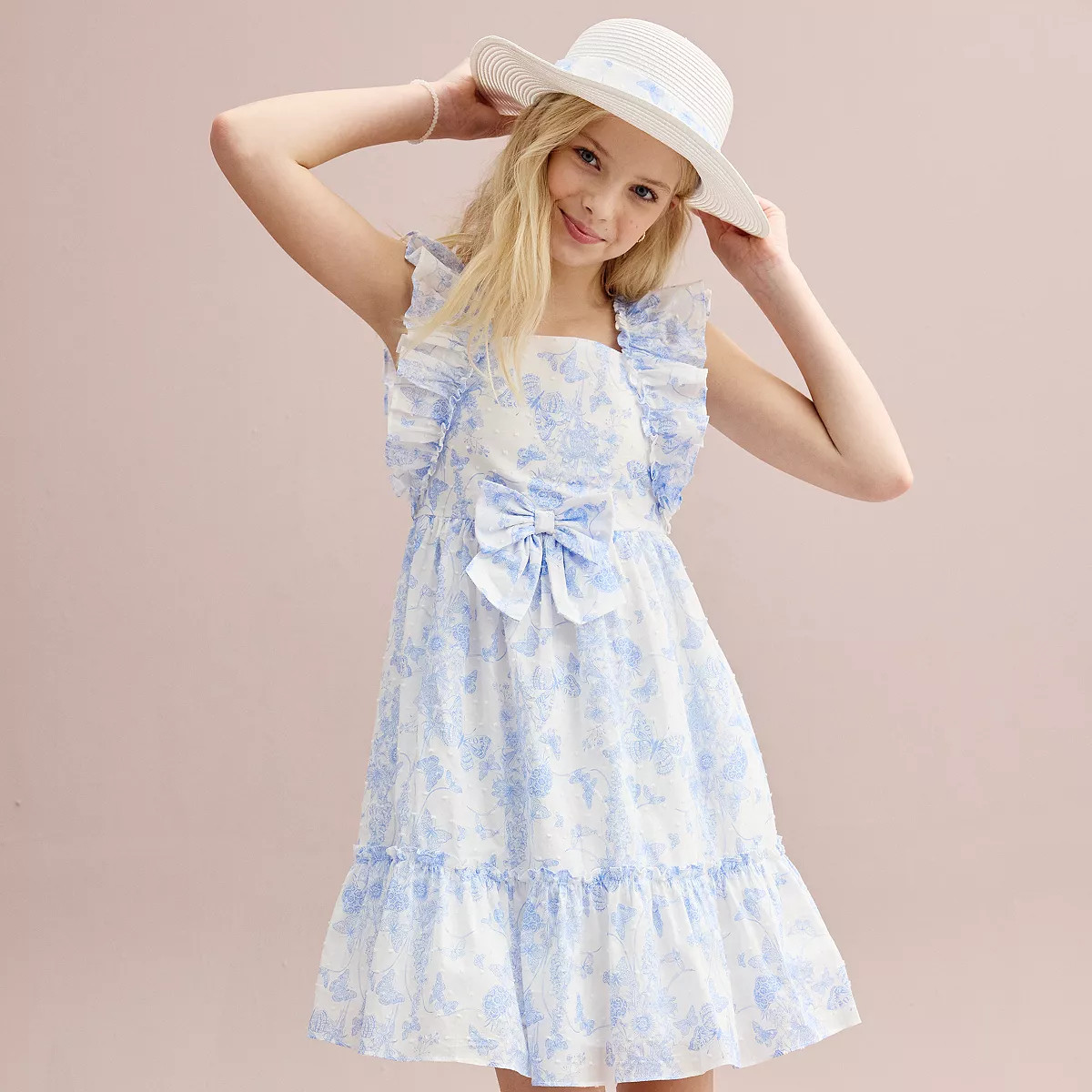 Girls 4-20 Bonnie Jean Double Ruffle Dress & Hat in Regular & Plus Size | Kohl's