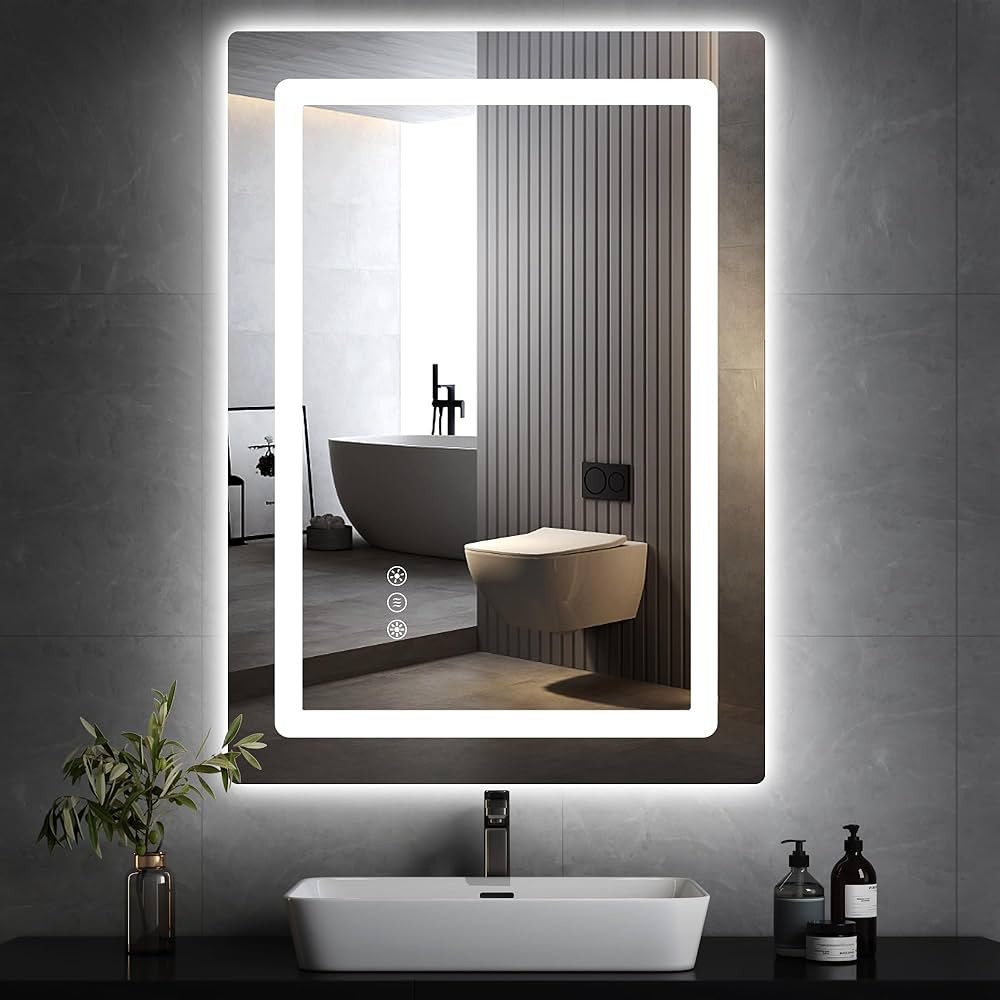 YITAHOME 32 x 24 Bathroom Vanity Mirror Wall Mirror with Lights, Lighted Mirrors for Bathroom, Di... | Amazon (US)