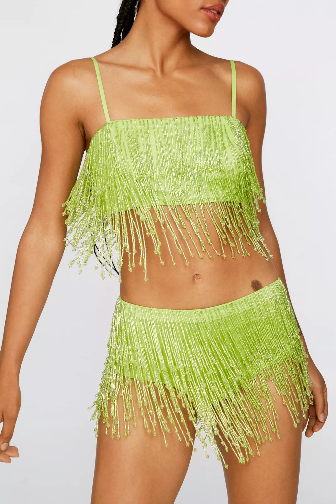Sequin Tassel Bralette and Panties Two Piece Set | Nasty Gal (US)