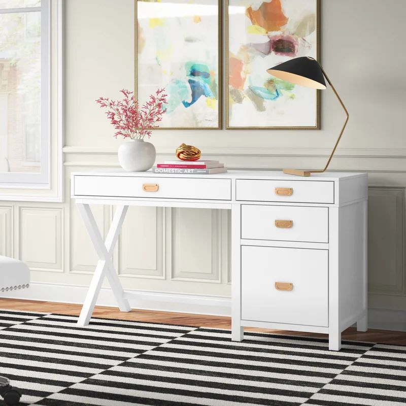 Beachcrest Home Makan Modern Writing Desk with Drawers & Reviews | Wayfair | Wayfair North America