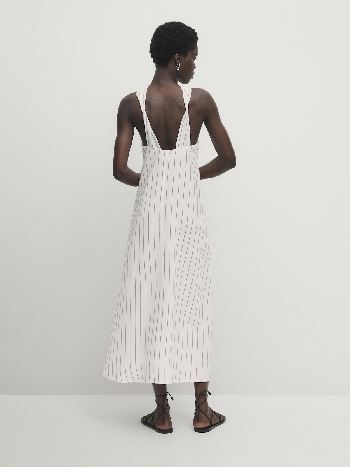 Striped halterneck dress | Massimo Dutti UK