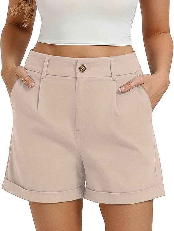 Belle Poque Women Dressy Shorts High Waisted Wide Leg Shorts with Pockets | Amazon (US)