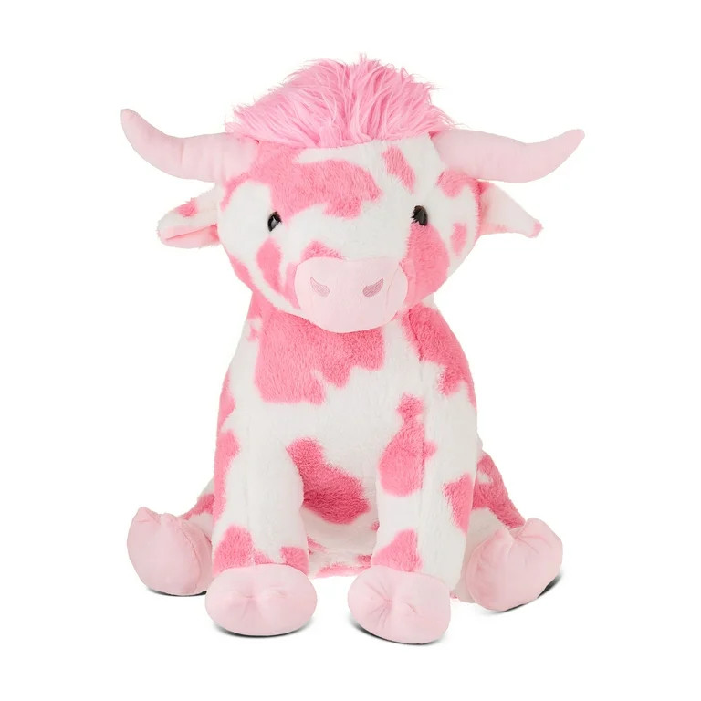 Jumbo Longhorn Cow Plush, Pink and White, 26", Valentine's Day by Way To Celebrate | Walmart (US)