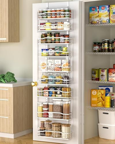 Moforoco White Narrow 9-Tier Over The Door Pantry Organizer, Pantry Organization and Storage, Met... | Amazon (US)