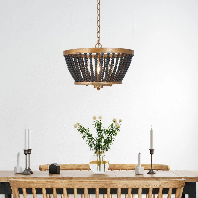 Hatfrneld 3 - Light Durm Chandelier with Beaded Accents | Wayfair North America