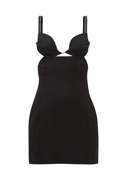 Nensi Dojaka - Cutout-side Twill Mini Dress - Womens - Black | Matches (UK)