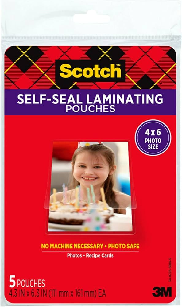Scotch(R) Self-Sealing Laminating Pouches, Gloss Finish, 4 x 6 Inches (PL900G) | Amazon (UK)