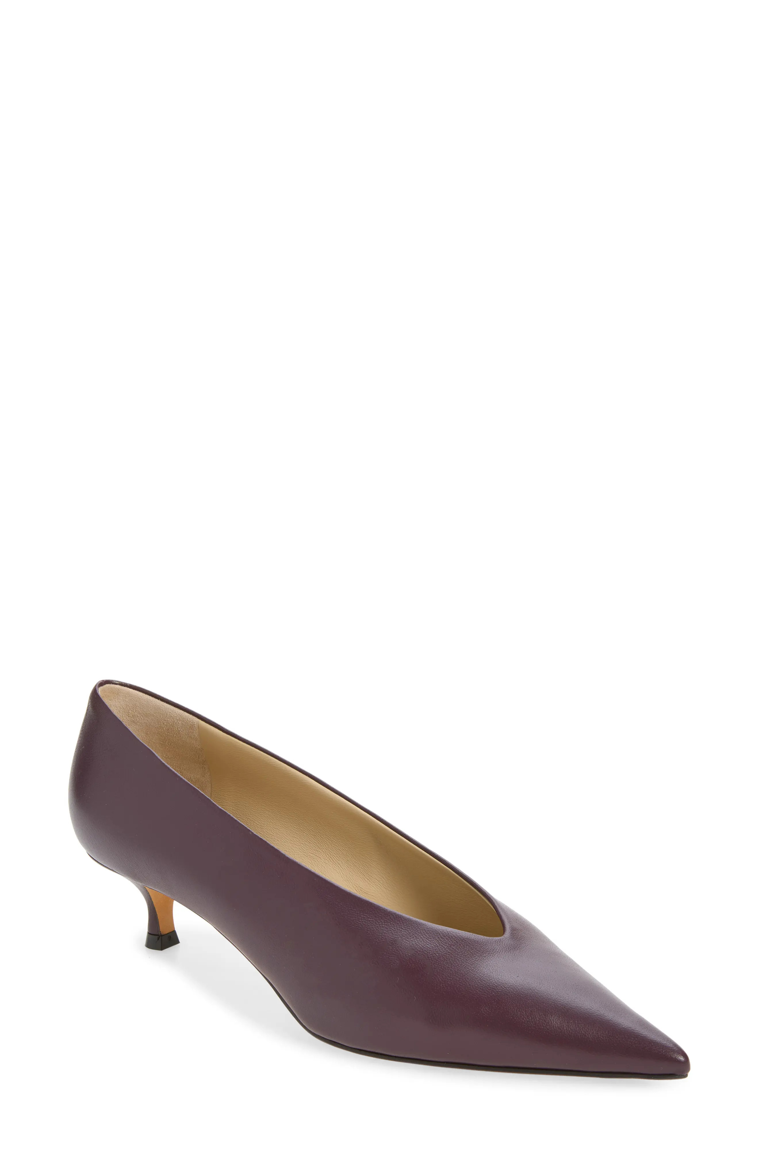 Le Monde Béryl Babouche Kitten Heel Pointed Toe Pump in Plum at Nordstrom, Size 42 | Nordstrom