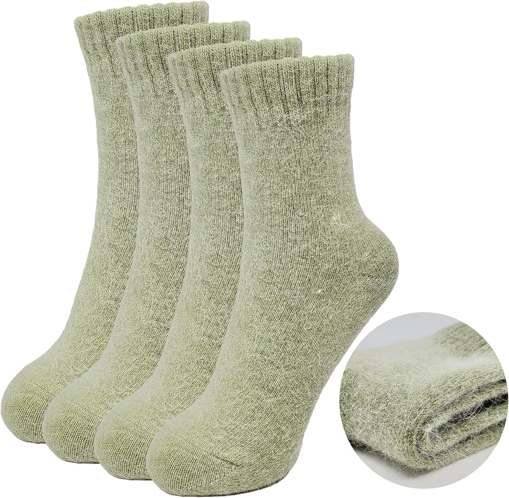 2 Pairs Plain Fuzzy Fluffy Angora Wool winter warm and soft women's socks, Christmas gift | Amazon (US)