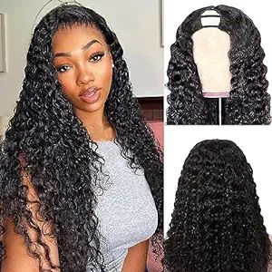 Deep Wave U Part Human Hair Wigs for Black Women 10A Grade Brazilian Virgin Deep Curly U Part Wig... | Amazon (US)