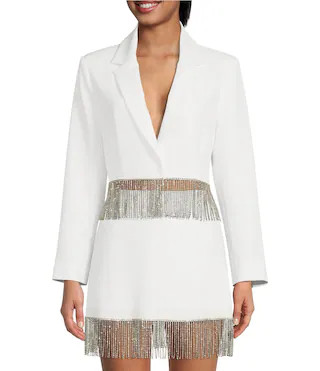 Dixie Rhinestone Fringe Coordinating Crepe Skirt | Dillard's