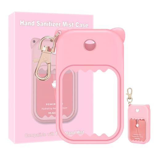 taessv Hand Sanitizer Spray Case for Touchland Silicone Touchland Case Keychain Cute Hand Sanitizer Spray Holder Compatible with Touchland Power Mist Gentle Mist Glow Mist, Pink | Amazon (US)