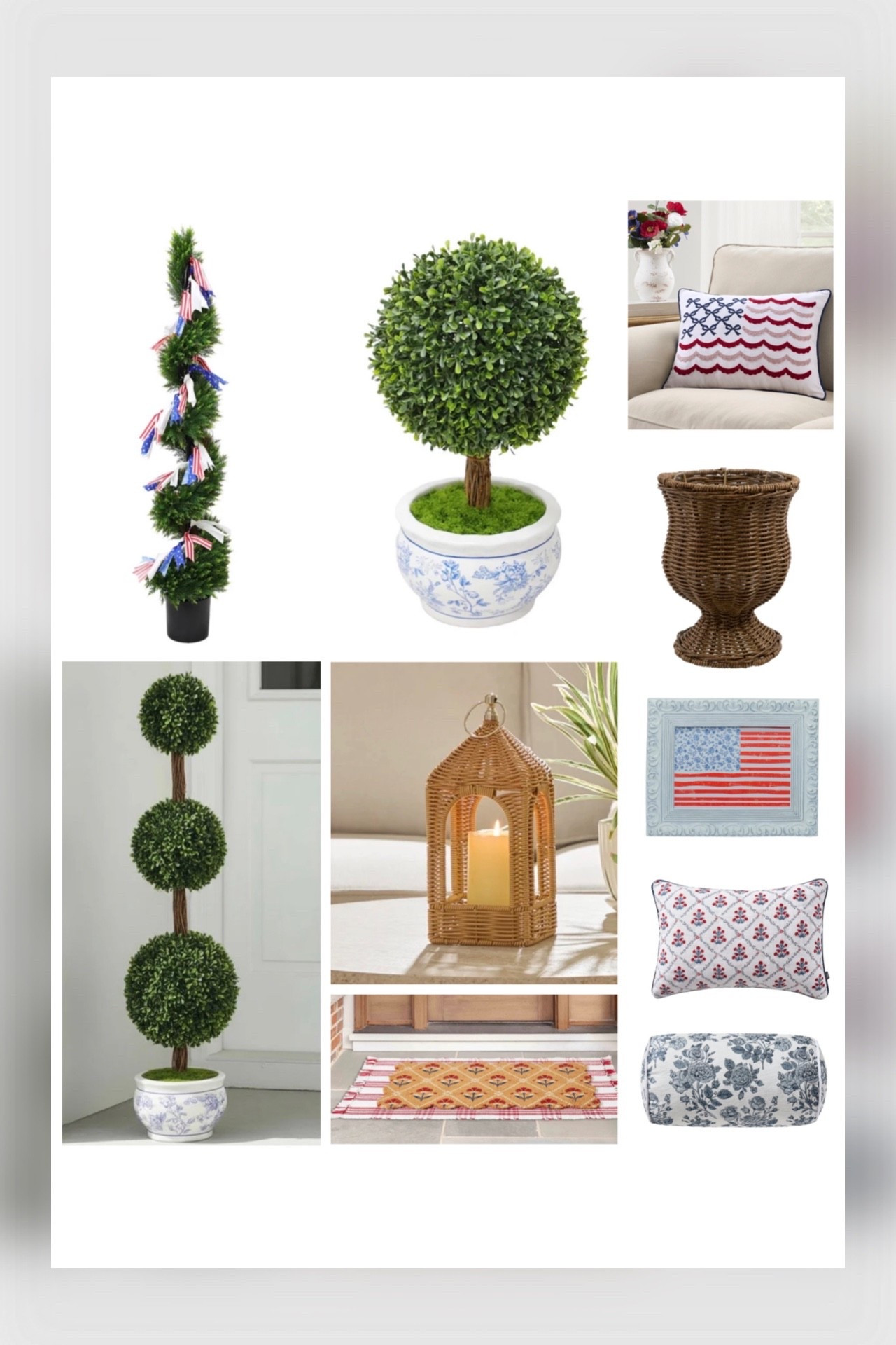 Patriotic Coastal Home Finds 🇺🇸🌿


Classic red, white & blue with a coastal preppy twist 🇺🇸✨ Loving these chic patriotic home finds from topiary accents to chinoiserie-inspired pieces and rattan textures 🤍 Perfect for summer hosting, front porch styling, or adding a subtle festive touch indoors 🌿🧺 The mix of florals, woven details, and timeless patterns makes everything feel elevated but still relaxed for the season.

Patriotic home decor, coastal preppy style, red white and blue decor, summer home styling, front porch decor ideas, chinoiserie accents, rattan lanterns, topiary decor, affordable Walmart home finds, classic Americana style 🇺🇸✨

#LTKSeasonal #LTKHome #LTKmomlife
