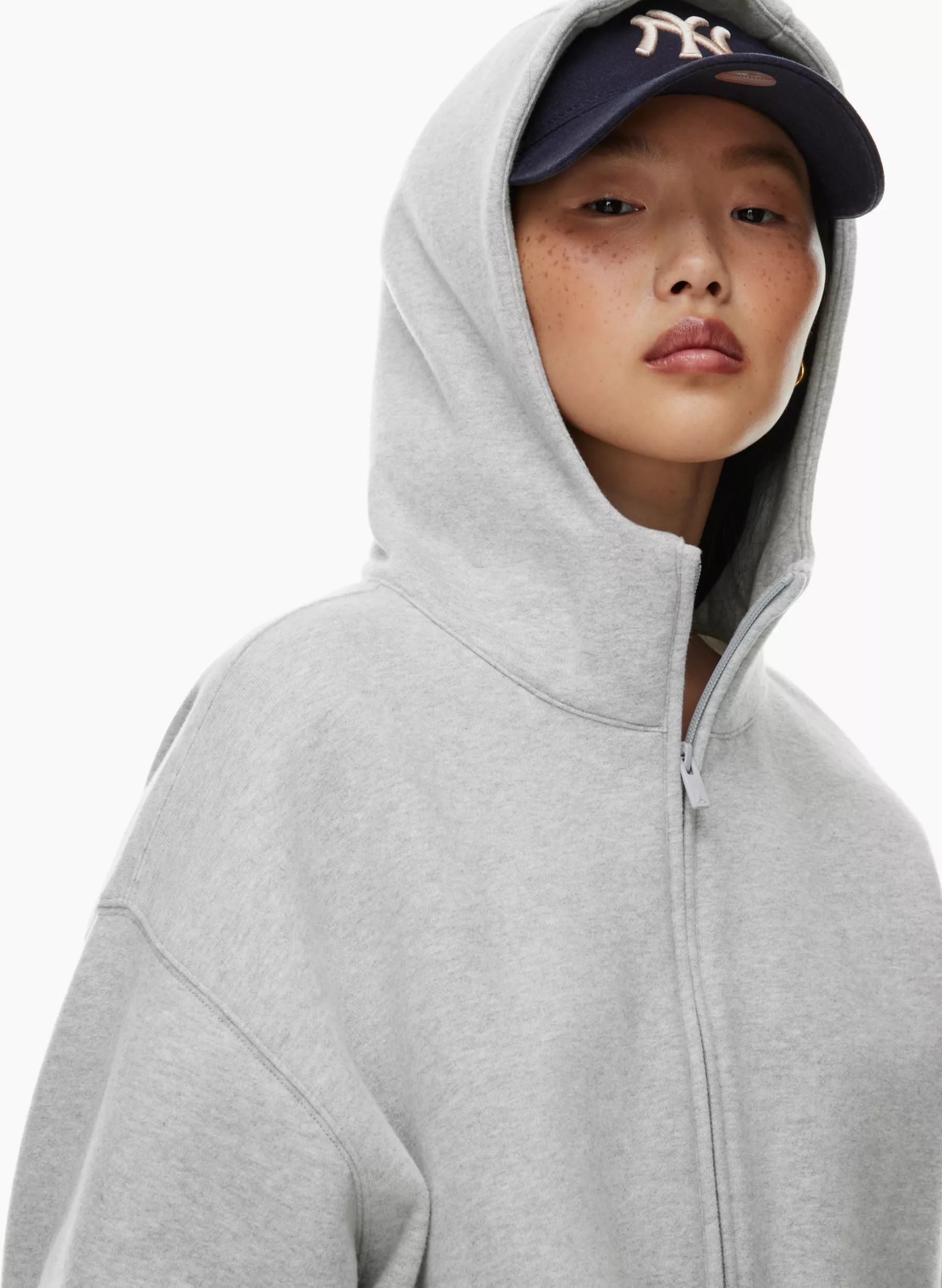 COZY FLEECE MEGA DROP SHOULDER 1/2 ZIP HOODIE | Aritzia