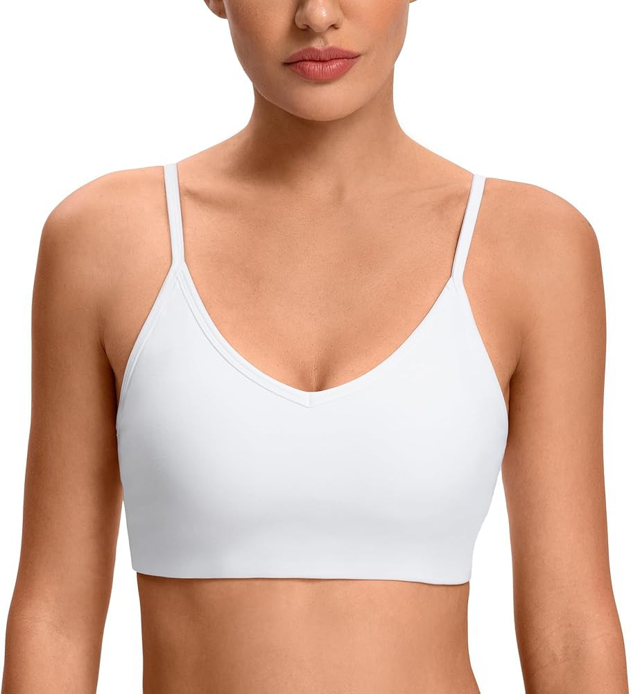 Colorfulkoala Dreamlux Adjustable Spaghetti Strap Sports Bras for Women V-Neck Padded Crisscross ... | Amazon (US)