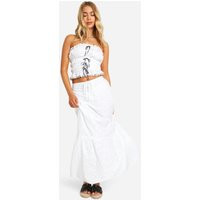 Womens Eyelet Contrast Bow Maxi Skirt - White - 4 | boohoo (US & Canada)
