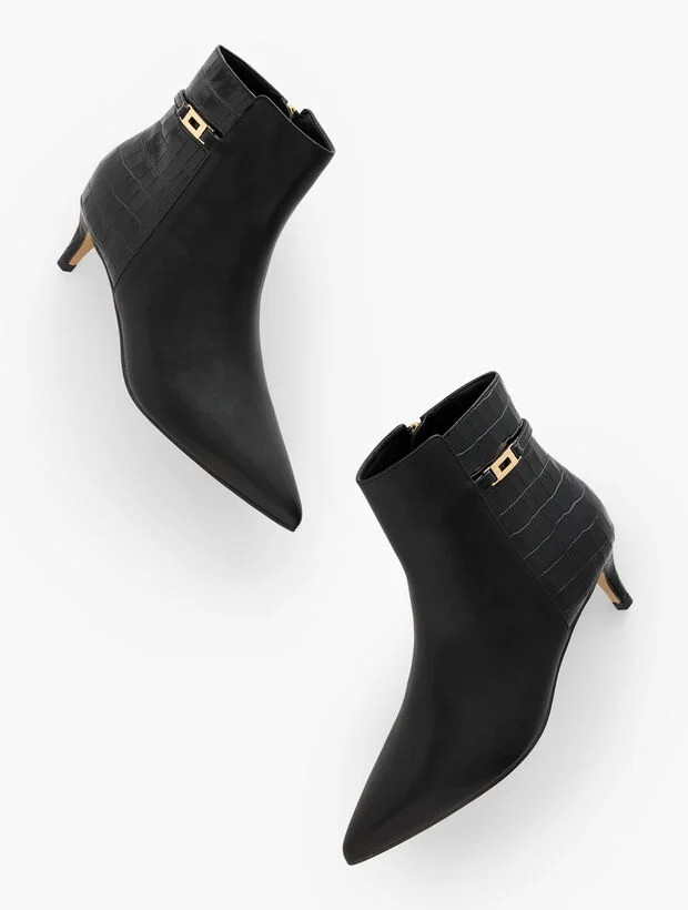 Kait Nappa Curved Heel Ankle Boots | Talbots
