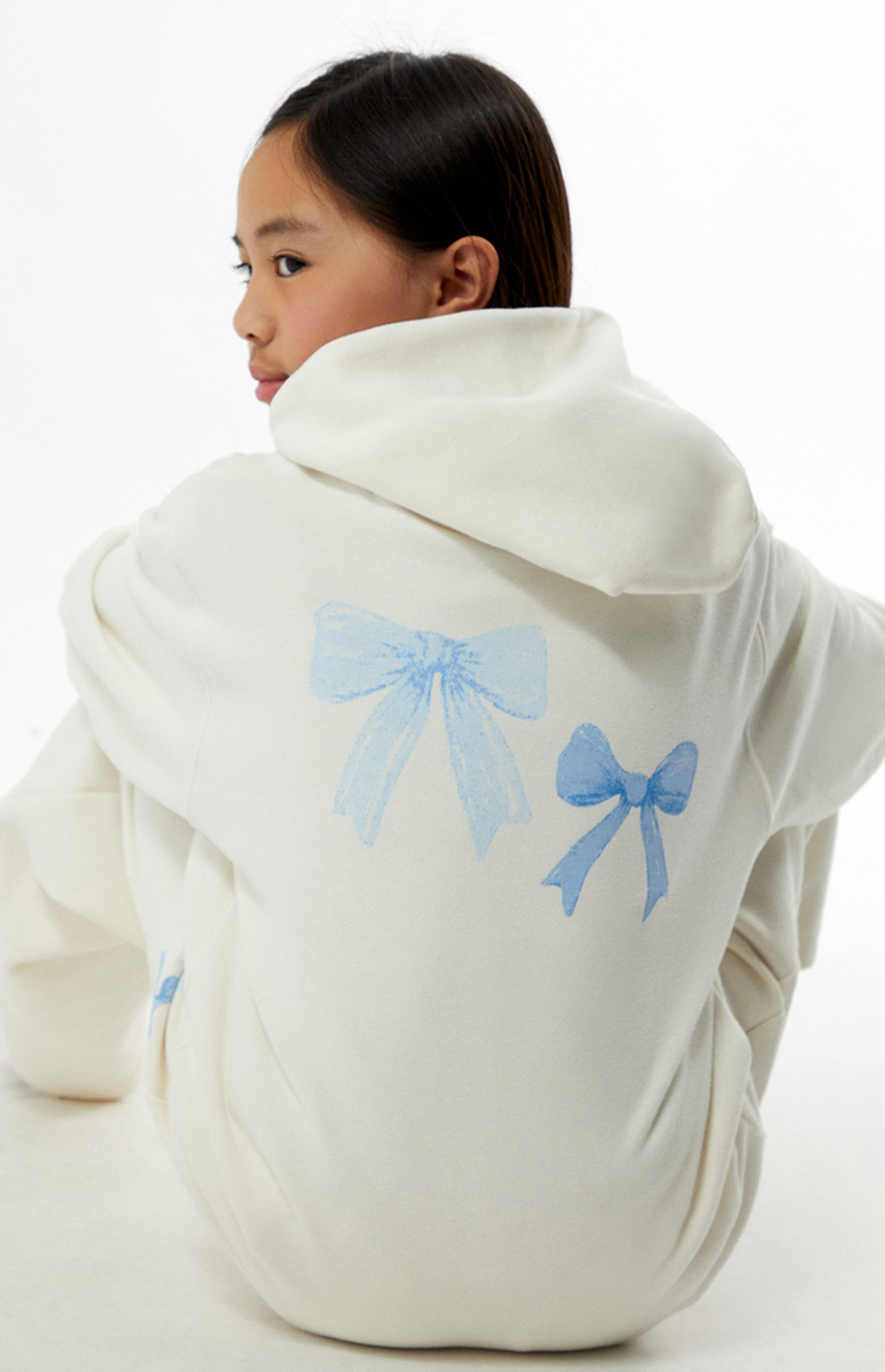 Pacsun Kids Off White Bows Full Zip Hoodie | PacSun