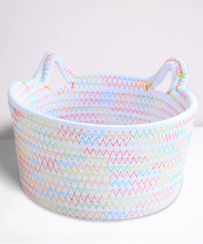 Amazon.com: Cafshion Woven Rope Basket with Cat Ears, Cute Basket Small Round Dog Toy&Cat Toy Bas... | Amazon (US)