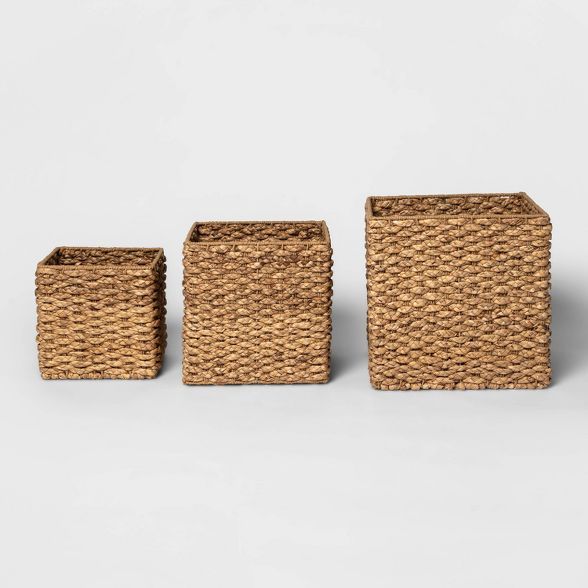 Set of 3 Natural Woven Rectangular Nesting Baskets - Threshold™ | Target