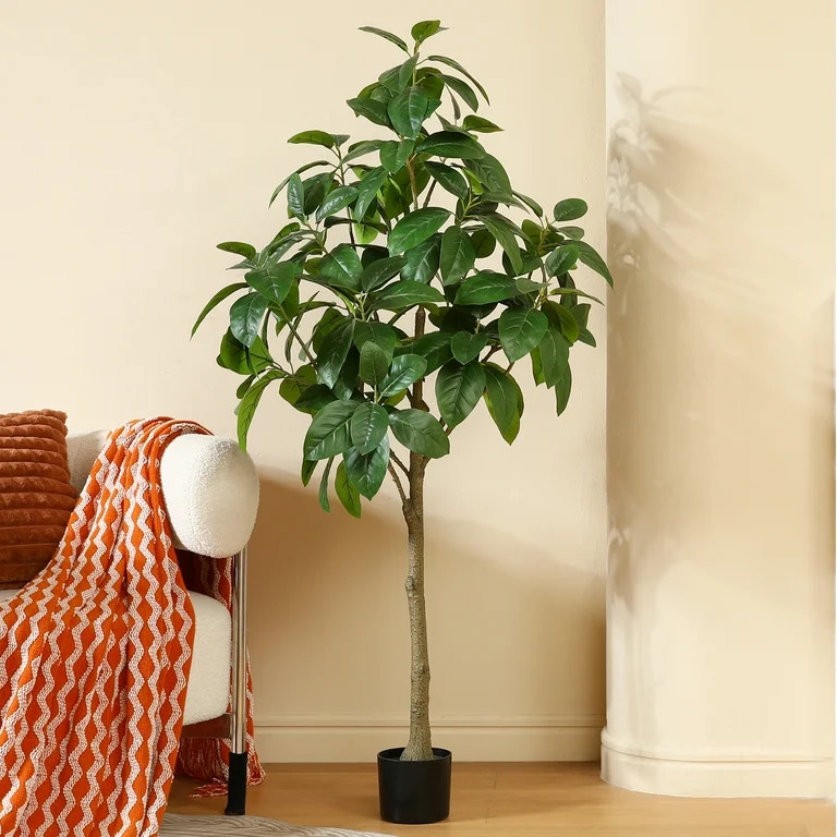 Artificial Plants, 5ft Ficus Tree Faux Rubber Plants Indoor Outdoor Decor Fake Tree in Pot Plasti... | Walmart (US)
