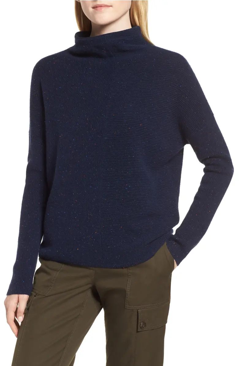 Nordstrom Signature Cashmere Directional Rib Mock Neck Sweater | Nordstrom