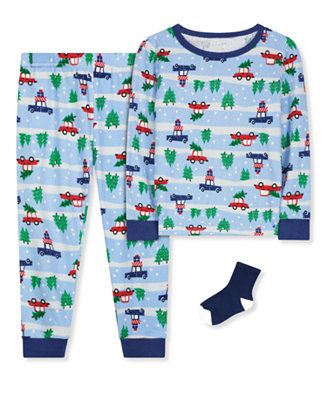 Max & Olivia Toddler Boys Winter Car Pajamas with Matching Socks, 3 Piece Set & Reviews - Pajamas... | Macys (US)