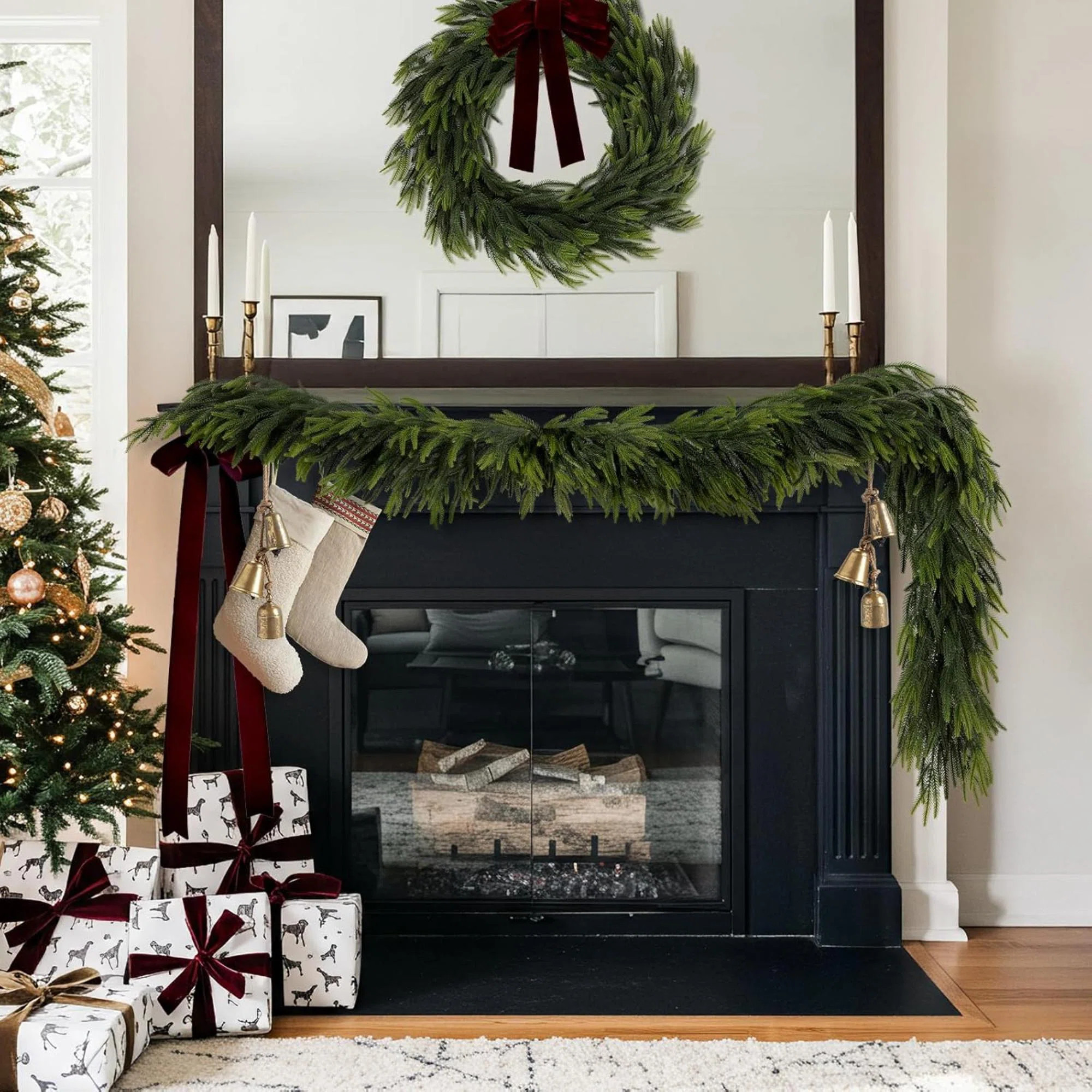 Christmas Norfolk Pine Garland Real Touch Pine Artificial Faux Garlands Winter Christmas Garland ... | Wayfair North America