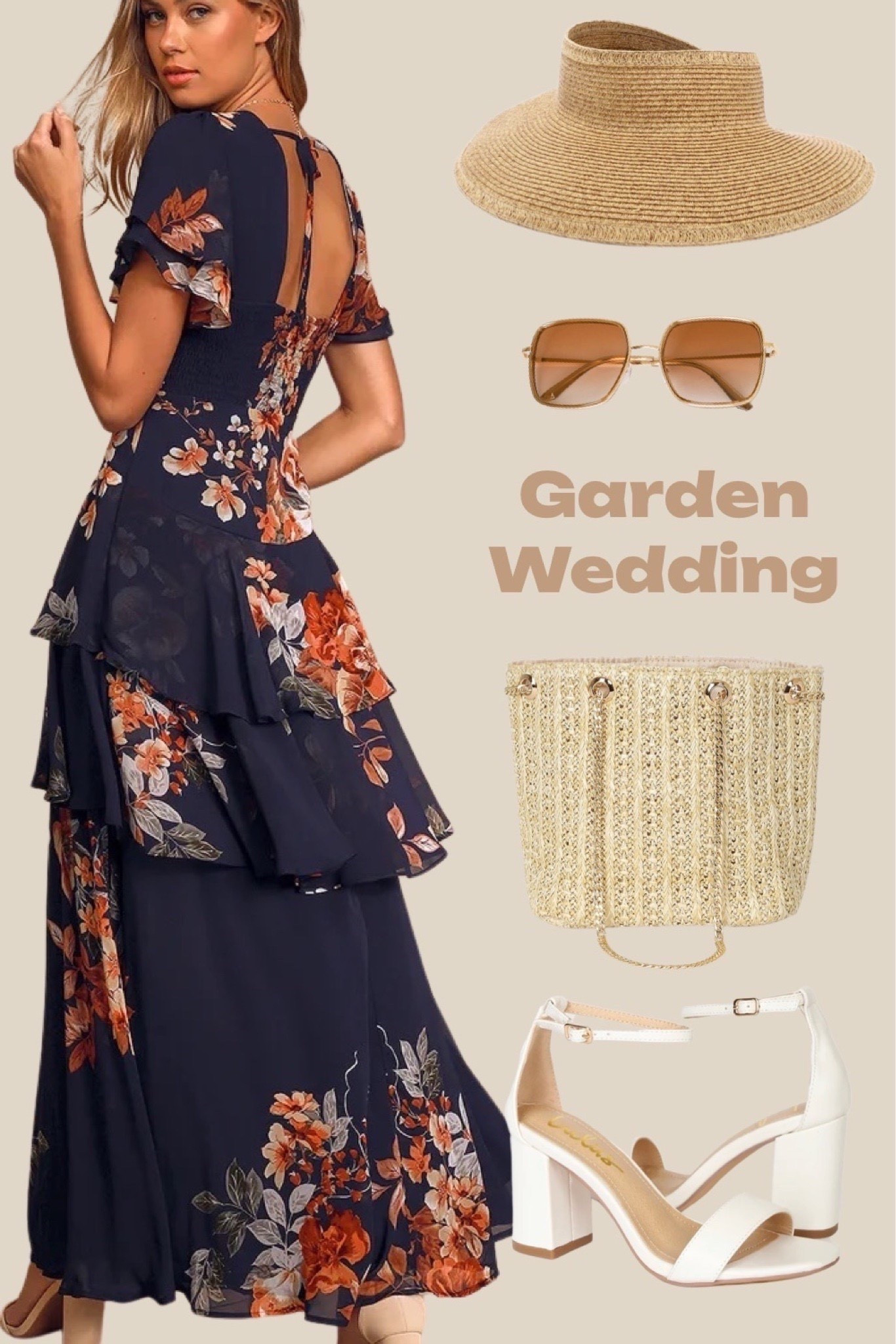 Elegant daytime garden wedding guest outfit idea.

Navy floral wedding guest dress and accessories from Lulus. 

#LTKWedding #LTKStyleTip #LTKSeasonal