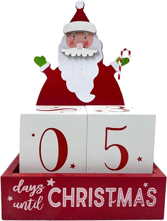 HOMirable Christmas Countdown Blocks Santa Claus 32 Days Advent Calendar Christmas Decorations Wo... | Amazon (US)