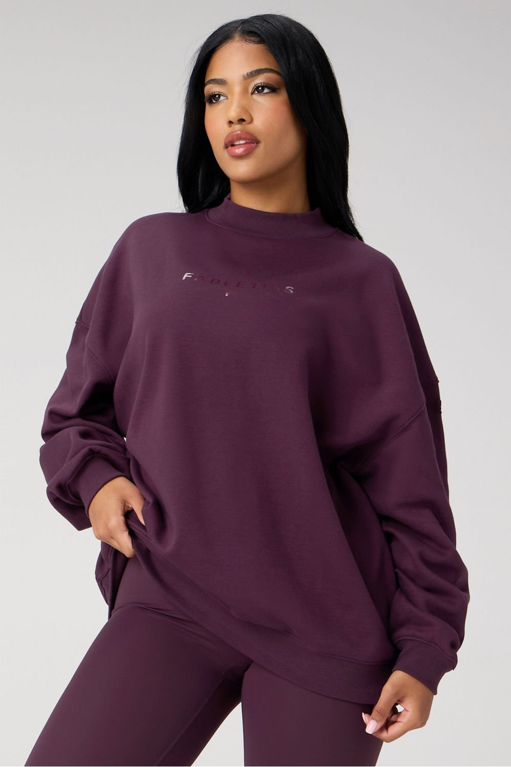 Cozy Fleece Oversized Mock Neck Sweatshirt | Fabletics