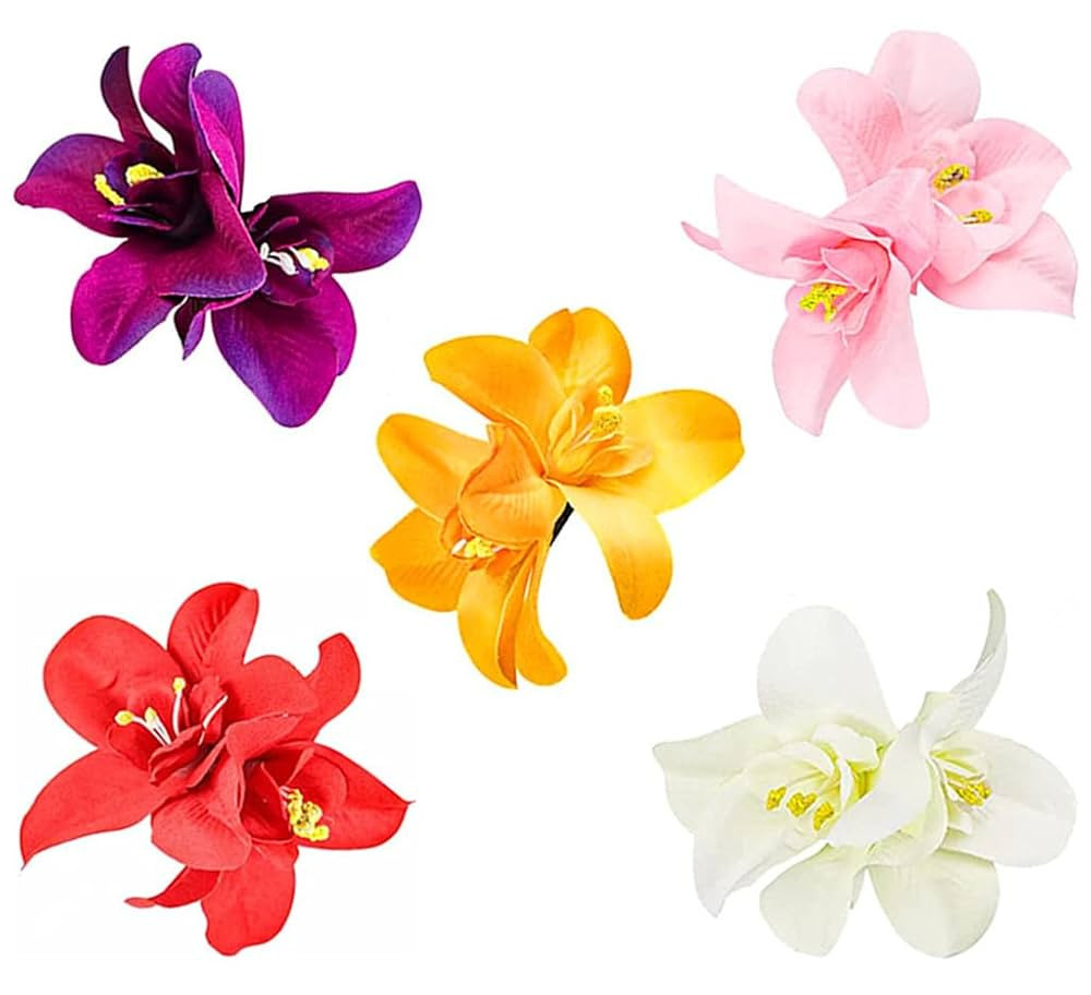 ALIMITOPIA Flower Hair Clip Bohemia Hawaiian Fabric Artificial Orchid Flower Hairpin Barrette Hea... | Amazon (US)
