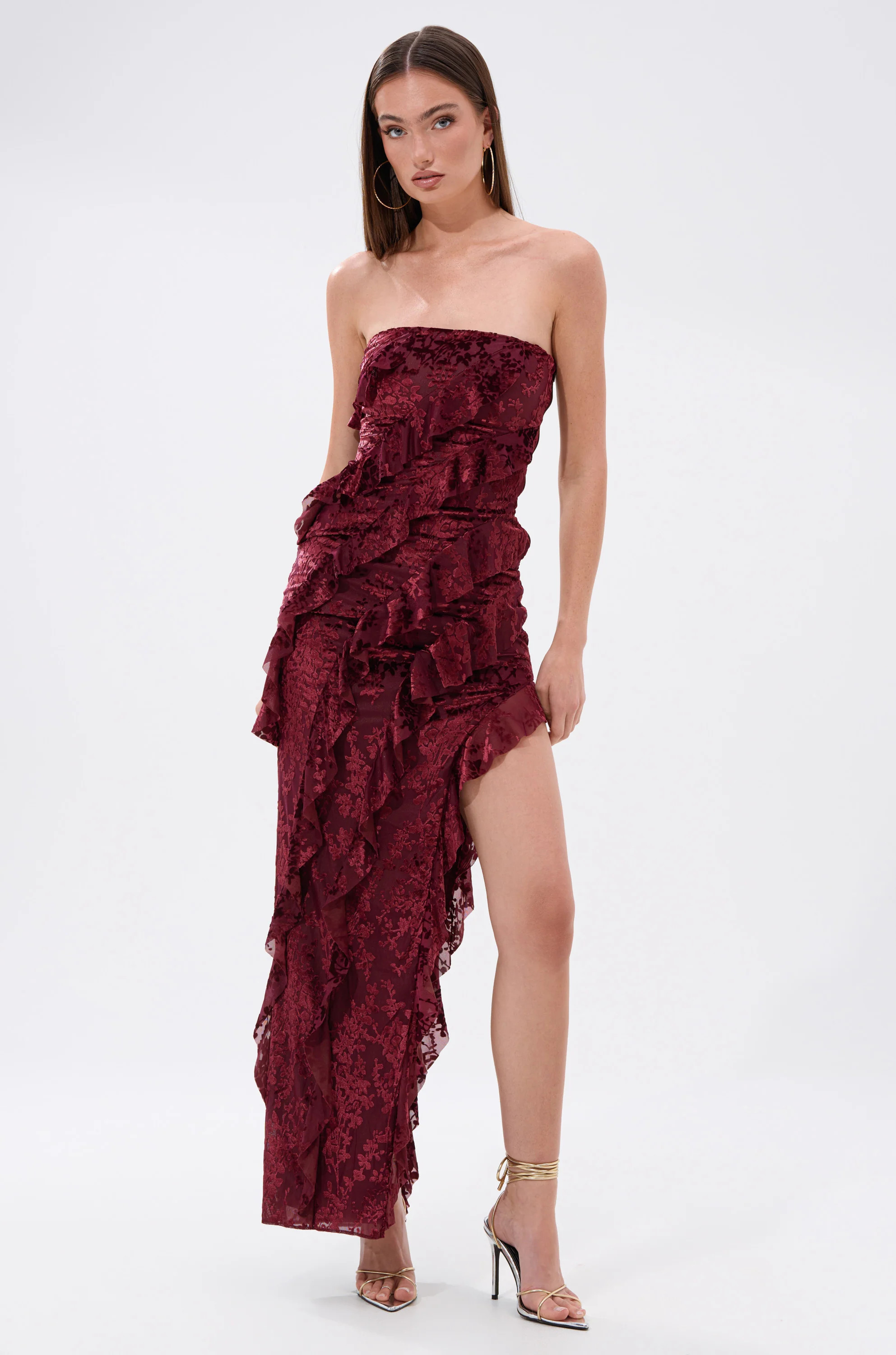 WHERE WE GOIN VELVET BURNOUT MIDI DRESS | AKIRA