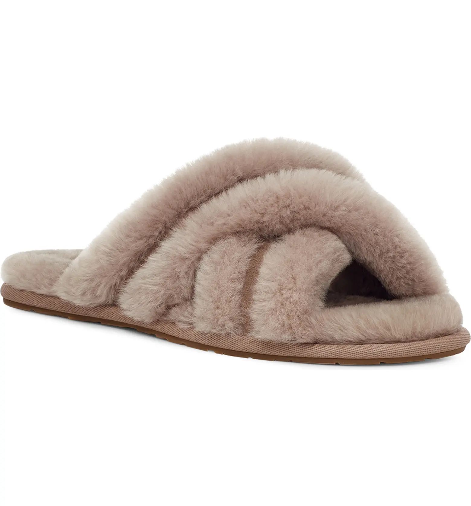 This slide sandal updated with cross-straps of plush shearling pairs perfectly with loungewear fo... | Nordstrom