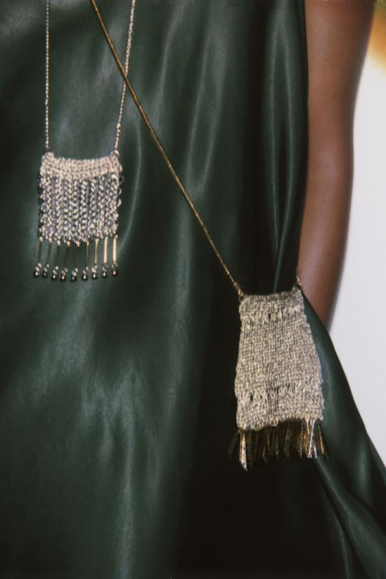 METALLIC MESH FRINGE MINI BAG | Zara US