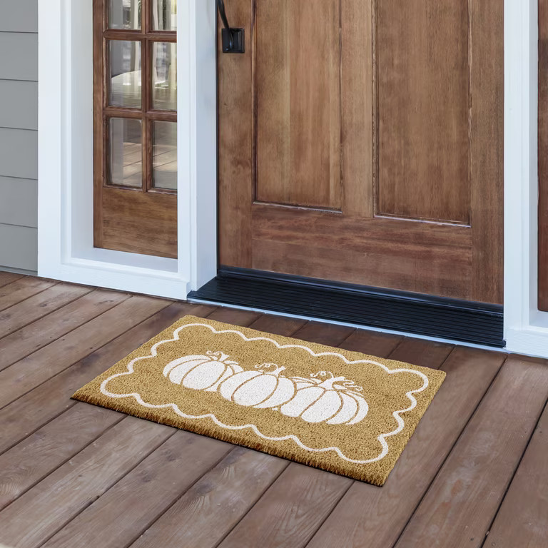 My Texas House Natural/White Pumpkin Scallop Outdoor Coir Doormat, 18" x 30" - Walmart.com | Walmart (US)