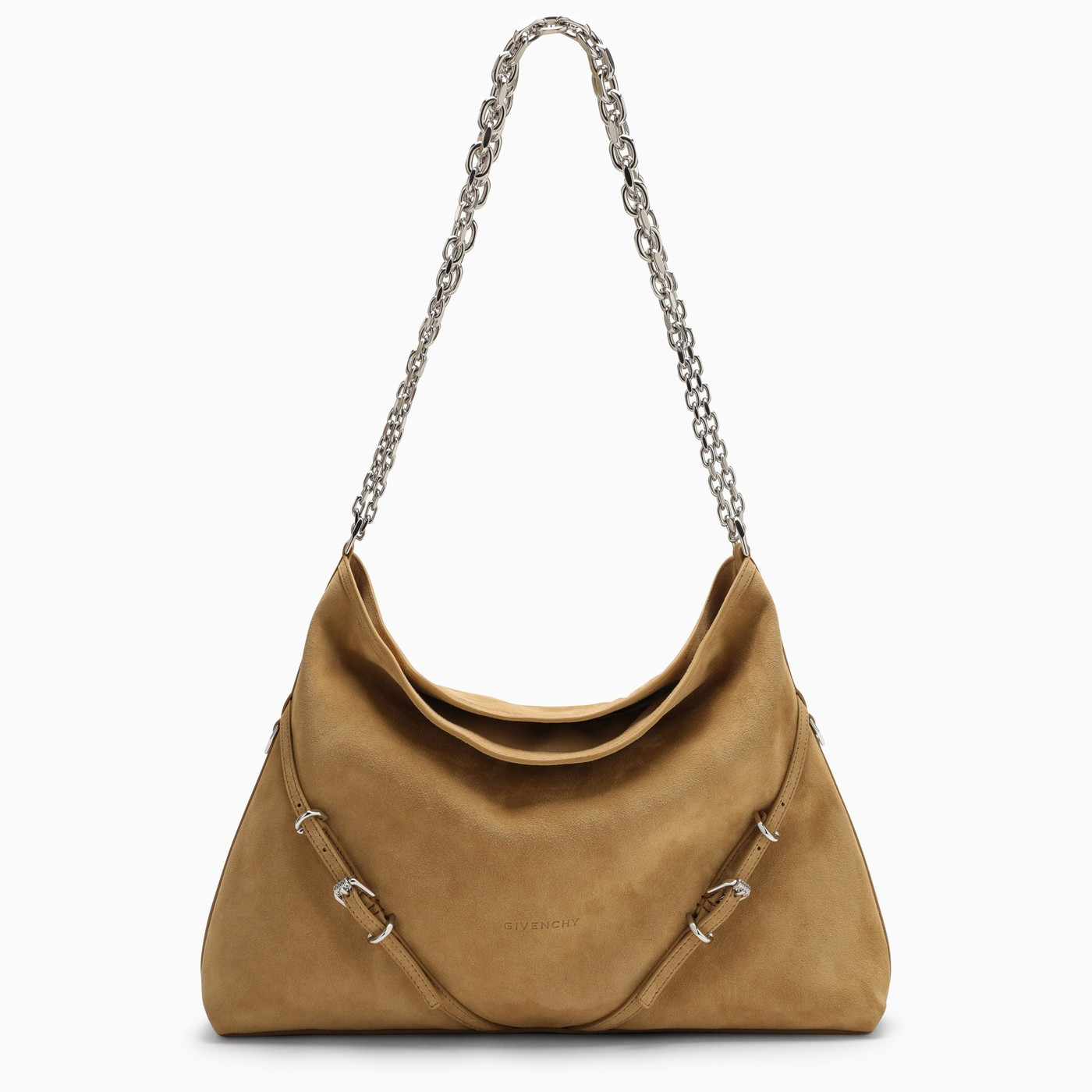 Medium Voyou Chain bag in hazel suede | The Double F