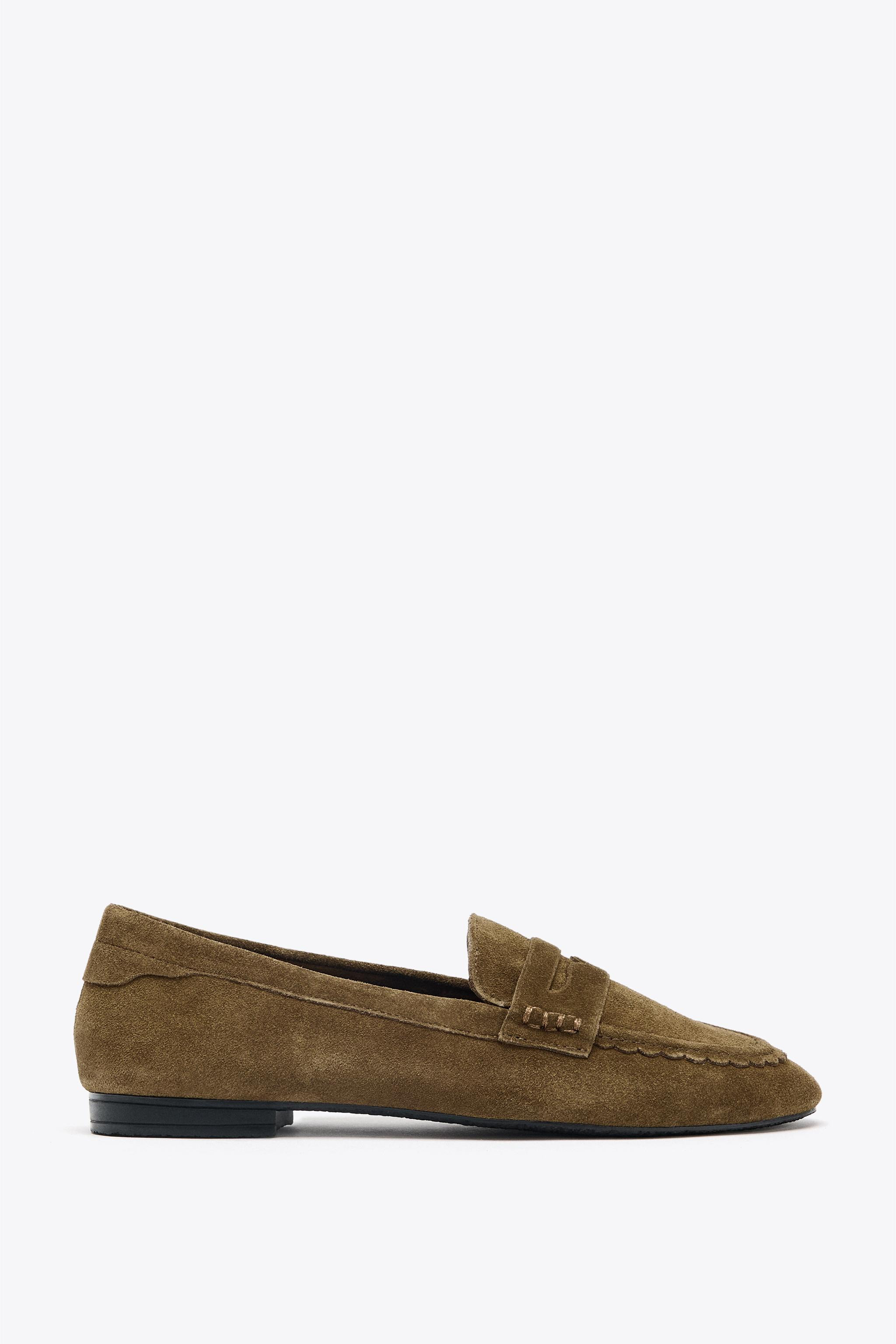 STITCHED SPLIT SUEDE LOAFERS | Zara Canada