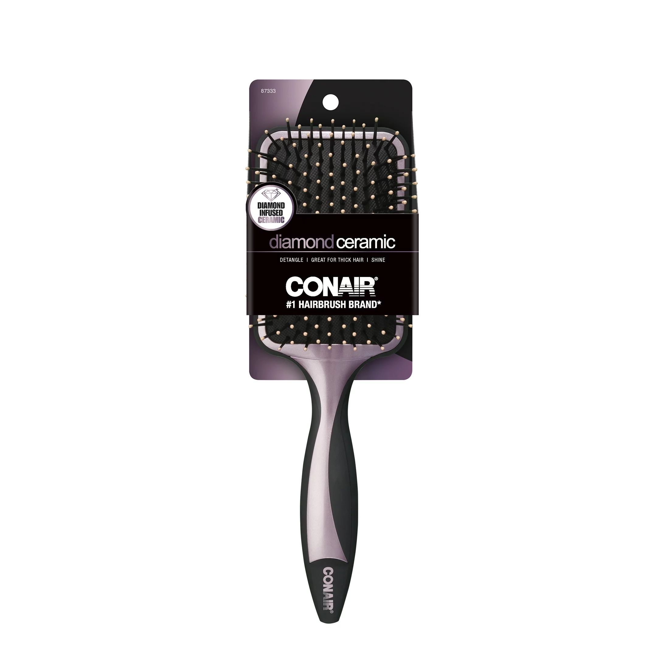 Conair Diamond Ceramic Paddle Hairbrush, Black | Walmart (US)