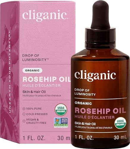 Cliganic Organic Rosehip Seed Oil for Face, 100% Pure | Natural Cold Pressed Unrefined Non-GMO | ... | Amazon (US)