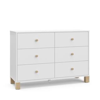 California White and Driftwood 6-Drawer 47.72 in. Wide Dresser | The Home Depot